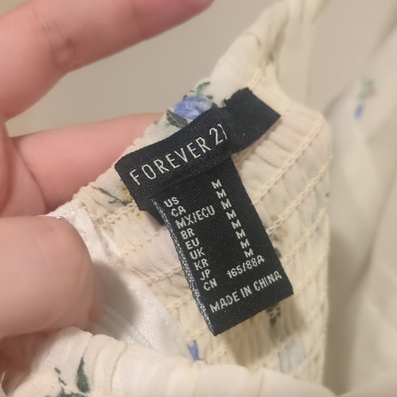 Forever 21 ivory floral print sleeveless midi length cami dress - Picture 9 of 12